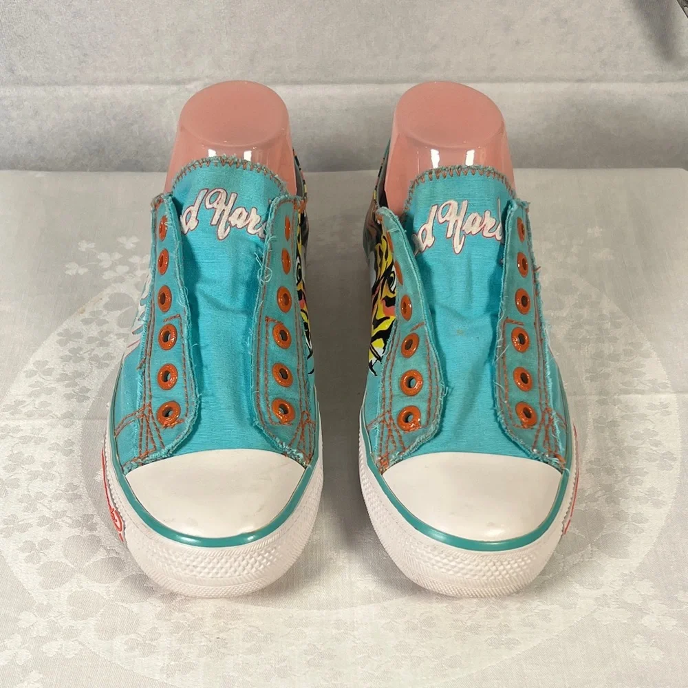 Ed Hardy Blue Sneakers with Tiger Art Size 8 - Picture 3 of 7